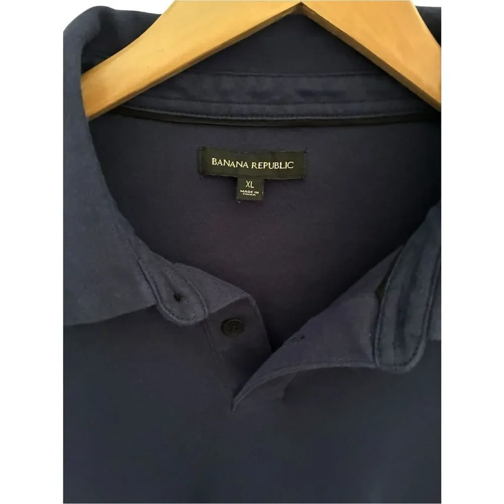 Banana Republic Dark Navy Long-Sleeve Polo Shirt Men’s Size XL